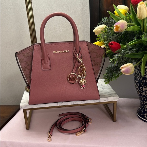Michael Kors Handbags - Michael Kors Dusty Rose Leather Satchel with MK Charm and Bunny Charm